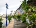 Wooden road with many old houses in Melacca, Malaysia