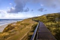 Wooden road on the Red Cliff near the beach in Sylt, Germany Royalty Free Stock Photo