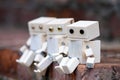 Wooden robot. Conception ecology technology