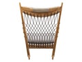 Wooden rocking chair with textile seat and headrest. 3d render