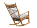 Wooden rocking chair with textile seat and headrest. 3d render