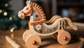 Wooden rocking horse, a cute childhood toy generated by AI