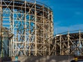 Wooden roller coaster at the pleasure beach Blackpool Royalty Free Stock Photo