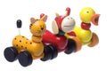 Wooden Rolling Animal Toys Isolated