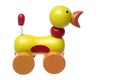 Wooden Rolling Duck Toy Isolated