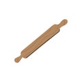 Wooden rolling pin icon. Homemade cookware. Vector baking tool illustration.