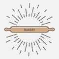 Wooden rolling pin plunger bakery tool shinging effect Flat design Royalty Free Stock Photo
