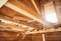 Wooden roof construction symbolic photo for home house building Royalty Free Stock Photo