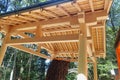 a wooden rooftop in a park Royalty Free Stock Photo