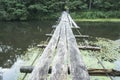 Wooden rope bridge