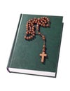 Wooden rosary on the Bible Royalty Free Stock Photo