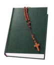 Wooden rosary on the Bible Royalty Free Stock Photo