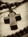 Wooden rosary cross Royalty Free Stock Photo