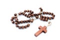 Wooden rosary on white Royalty Free Stock Photo