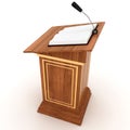 Wooden Rostrum Stand with Microphone Royalty Free Stock Photo