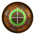 Wooden roulette wheel in top view vector isolated Royalty Free Stock Photo