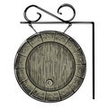 Wooden round signboard barrel bottom shaped Vector Royalty Free Stock Photo
