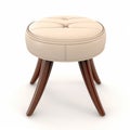 Ivory Foot Stool With Wooden Legs - Photorealistic 3d Render Royalty Free Stock Photo
