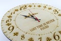 Wooden round wall watch - clock isolated on white background. Manage your time Royalty Free Stock Photo