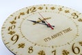 Wooden round wall watch - clock on white background. Manage your time Royalty Free Stock Photo