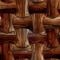 Wooden rounded blocks stacked for seamless background Royalty Free Stock Photo