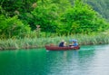 Wooden Row Boat on Plitvice Lakes, Croatia Royalty Free Stock Photo