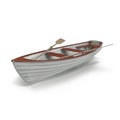 Wooden row boat on white. Top view. 3D illustration Royalty Free Stock Photo