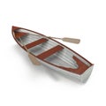 Wooden row boat on white. Top view. 3D illustration Royalty Free Stock Photo