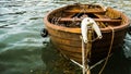 Brown old wooden rowboat Royalty Free Stock Photo