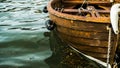 Brown wooden rowboat Royalty Free Stock Photo