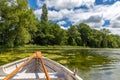 Wooden Rowing boat on a lake in UK Royalty Free Stock Photo