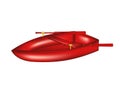 Wooden rowing boat in red design