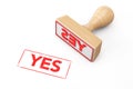 Wooden Rubber Stamp with Yes Sign Royalty Free Stock Photo