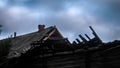 Ramshackle village houses in the North of Russia