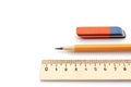 Wooden ruler pencil Royalty Free Stock Photo