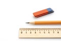 Wooden ruler pencil Royalty Free Stock Photo