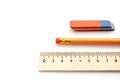 Wooden ruler pencil Royalty Free Stock Photo