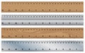 Wooden Ruler with Stainless Ruler. Instrument of Measurement on white background. Royalty Free Stock Photo