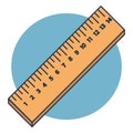 Wooden rulers in centimeter isolated on blue background