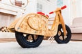 Wooden runbike in the living room at home Royalty Free Stock Photo