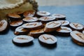 Wooden runes in a canvas bag