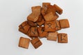 Wooden runes lie on a table on a white background Royalty Free Stock Photo
