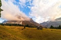 Wooden rural farmer`s shed hut in a mountains Royalty Free Stock Photo