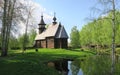 Wooden Russian ancient church made of wood