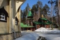 Wooden Russian Orthodox Christian Church of Holy Royal Martyrs in Ganina Yama Monastery.