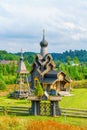 Wooden, Russian, typical, village Orthodox church. Traditional orthodox architecture Royalty Free Stock Photo