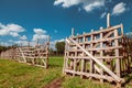 Wooden rustic fence and blue sky Royalty Free Stock Photo