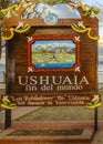 Ushuaia city welcome signpost