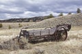 Wooden rusty agricultural manure spreader farm equipment