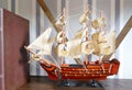 Wooden sailboat model